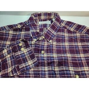 ANDHURST Mens Plaid Flannel Button Up Shirt Long Sleeve Cotton Top L